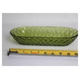 Vintage Green Depression Glass Oval Serving Dish