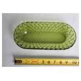 Vintage Green Depression Glass Oval Serving Dish