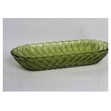 Vintage Green Depression Glass Oval Serving Dish