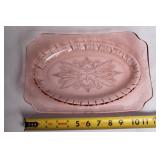 Antique Pink Depression Glass Oval Platter with Etched Design