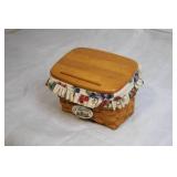 Longaberger Recipe Basket with Wooden Lid and Fabric Liner