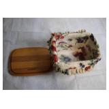 Longaberger Recipe Basket with Wooden Lid and Fabric Liner