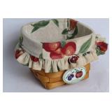 Longaberger Handwoven Basket with Fruit Pattern Liner