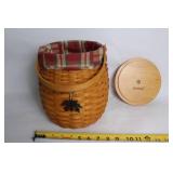 Longaberger Handwoven Basket with Lid and Plaid Liner
