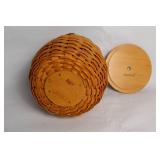 Longaberger Handwoven Basket with Lid and Plaid Liner