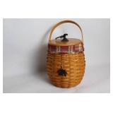 Longaberger Handwoven Basket with Lid and Plaid Liner