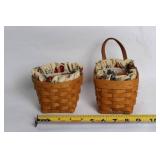 Pair of Longaberger Handwoven Baskets with Fabric Liner