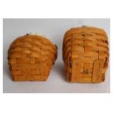 Pair of Longaberger Handwoven Baskets with Fabric Liner