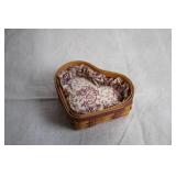 Longaberger Heart-Shaped Handwoven Basket with Floral Liner