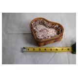Longaberger Heart-Shaped Handwoven Basket with Floral Liner