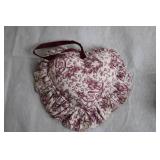 Longaberger Heart-Shaped Handwoven Basket with Floral Liner