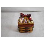 Longaberger Ceramic Gift Basket with Lid - Holiday Decor