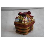 Longaberger Ceramic Gift Basket with Lid - Holiday Decor
