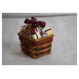 Longaberger Ceramic Gift Basket with Lid - Holiday Decor