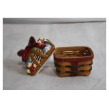 Longaberger Ceramic Gift Basket with Lid - Holiday Decor
