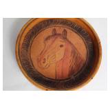 Vintage Leather and Glass Ashtray with Horse Design