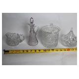 Set of 4 Vintage Crystal Glass Serving Pieces
