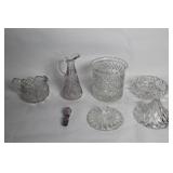 Set of 4 Vintage Crystal Glass Serving Pieces