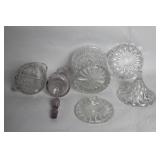 Set of 4 Vintage Crystal Glass Serving Pieces
