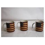Patriotic Longaberger Basket with 3 Flag Mugs