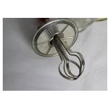 Vintage Glass Hand Mixer with Red Handle and Measuring Cup