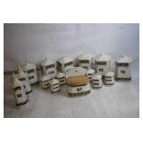 Vintage Set of 12 Made in Czechoslovakia Floral Ceramic Kitchen Canisters