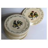 43-Piece Rustic Rooster Dinnerware Set with Glasses and Kitchen Accessories