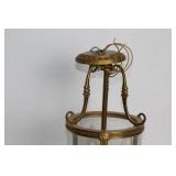 Vintage Brass and Glass Hanging Lantern with Dual Bulb Holders