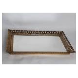 Vintage Ornate Rectangular Wall Mirror with Gold-Tone Frame
