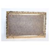 Vintage Ornate Rectangular Wall Mirror with Gold-Tone Frame