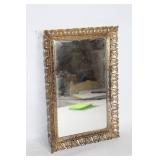 Vintage Ornate Rectangular Wall Mirror with Gold-Tone Frame