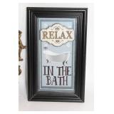 Set of 2 Decorative Wall Art Pieces: Ornate Oval Portrait and Bath Print