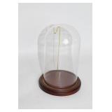Glass Display Dome with Wooden Base and Metal Hook