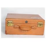 Vintage Leather Makeup Case with Assorted Mardi Gras Beads