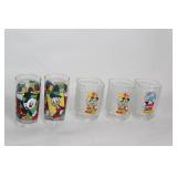 Set of 5 Disney Character Glasses Featuring Mickey Mouse and Friends
