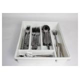 Set of Vintage Stainless Steel Flatware with Floral Design and Openers