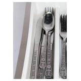 Set of Vintage Stainless Steel Flatware with Floral Design and Openers