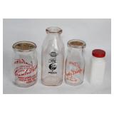 Collection of Vintage Dairy Bottles and Jar Set
