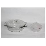 Set of 2 Vintage Glass Dishes with Lids