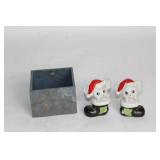 HomCo Santa Mouse Figurines with Stone-Look Holder