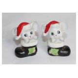 HomCo Santa Mouse Figurines with Stone-Look Holder