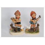 Set of 10 Porcelain Collectible Figurines and Miniature Basket