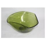 Unique Green Glass Bowl with Triangular Shape