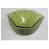 Unique Green Glass Bowl with Triangular Shape