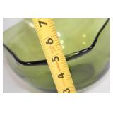 Unique Green Glass Bowl with Triangular Shape