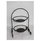 Decorative Two-Tier Metal Stand with Scroll Design