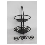 Decorative Two-Tier Metal Stand with Scroll Design