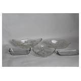 Set of 5 Cut Glass Serving Dishes and Bowls