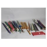 Assortment of Knitting Needles and Row Counter