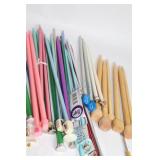 Assortment of Knitting Needles and Row Counter